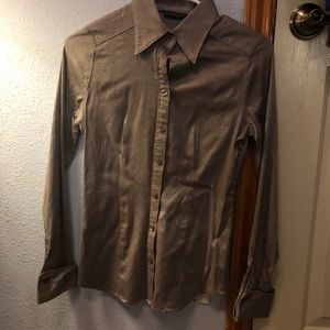brown pattern button down